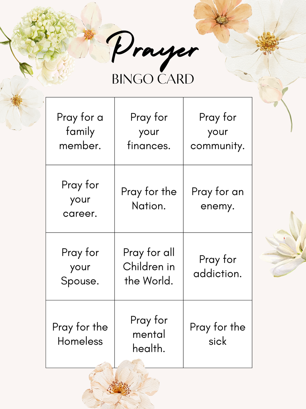 Prayer Bingo Poster