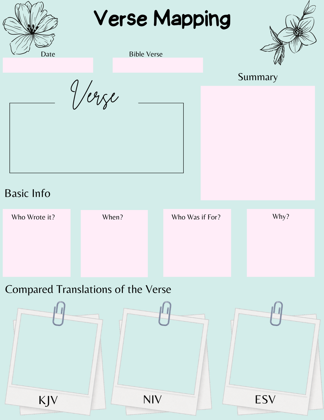 Map Versing Worksheet